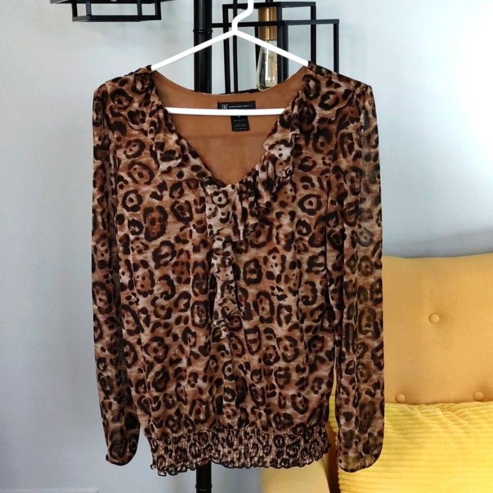Sheer Leopard Print Top INC